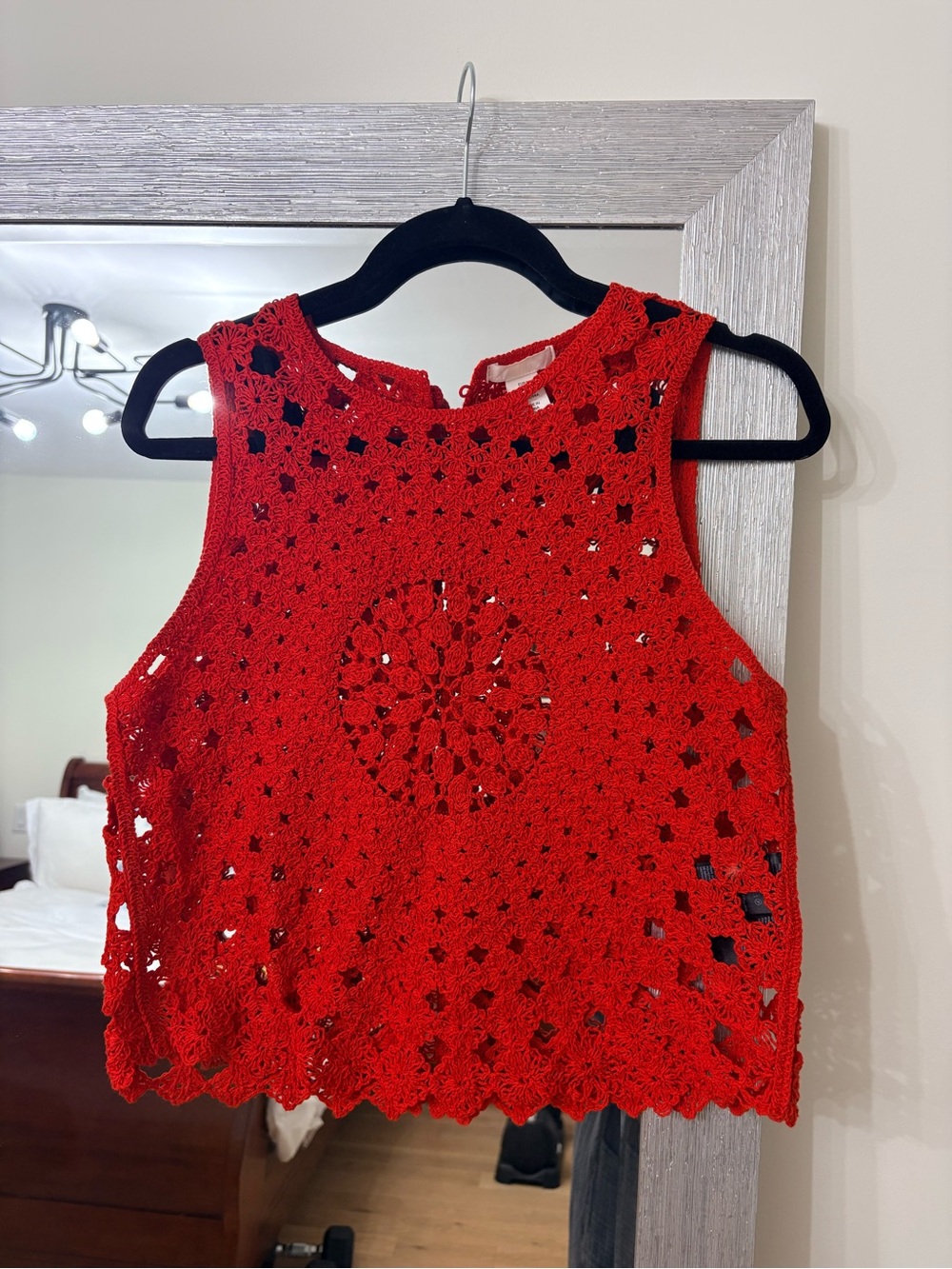 H&M Red Crochet Crop Tank